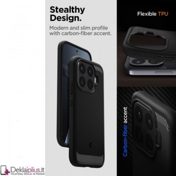Spigen Rugged Armor guminis dėklas - juodas (Xiaomi 17T Pro) Spigen Rugged Armor guminis dėklas - juodas (Xiaomi 17T Pro)